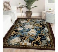 LANDERSION Tapis de Plantes éclatants 160x200cm Fleurs Blanches en Fleurs Tapis de Jardin de Ferme Moquette Douce Duveteuse et Lavable pour Salon buanderie de Bureau blanchisserie