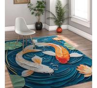 LANDERSION Tapis de Poisson Koi Papier découpé 3D Tapis de Sol lavables antidérapants Imprimé Tapis Doux à Poils Ras pour Salon Chambre Nursery Decor 160x200cm