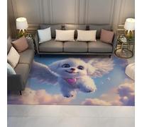 LANDERSION Tapis fantastiques Modernes Mignon Chiot Bleu Ciel Tapis de Sol imprimés en 3D Tapis Mince Non dérapant Ultra Doux pour Chambre à Coucher crèche Salle de Classe 120x180cm