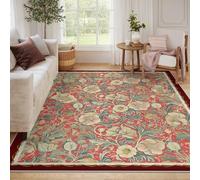 LANDERSION Tapis Floral Chinois Classiques rétro botanique Style Oriental pour l’entrée Tapis rectangulaire Lavable Ultra Doux pour Chevet de Cuisine 140x200cm