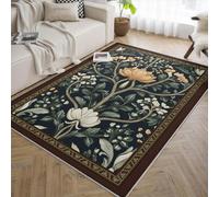 LANDERSION Tapis Floral élégant Classique 160x200cm Jardin botanique Art esthétique Tapis de Salon Tapis rectangulaire à Poil Bas Lavable pour Couloir de Chambre