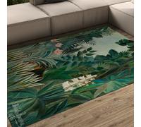 LANDERSION Tapis forêt Tropicale Plantes Vertes de la Jungle et Animaux Sauvages paillasson Tapis Doux antidérapant Lavable pour la terrasse du Couloir d’entrée 160x230cm