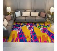 LANDERSION Tapis Fun Giraffe Design 120x180cm Tapis Doux antidérapant Lavable pour la Chambre de bébé Animal de Chambre avec Lunettes Tapis coloré pour Le dortoir de Bureau