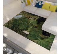 LANDERSION Tapis Green Jungle Plants 140x200cm Célèbre Peinture des Merry Jesters Tapis imprimés pour Salon Tapis de Sol lavables et Confortables