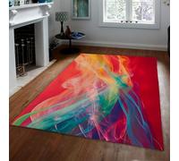 LANDERSION Tapis Modernes Abstraits pour espaces Confort Tapis antidérapant à Poil Bas pour Salon Chambre Art Contemporain Décoration intérieure Tapis Rouge pour vestiaire de Bureau 100x200cm