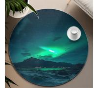 LANDERSION Tapis Northern Light 120cm Tapis Fantasy Lavable Montagne Aurora pour Chambre Circulaire Doux Poil Bas étude Salle Jeux