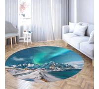 LANDERSION Tapis Northern Light 80cm Tapis Rond Lavable antidérapant résistant Taches pour Chambre Salon Facile Nettoyer sous Table