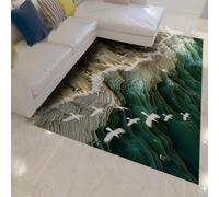 LANDERSION Tapis Ocean Beach 60x120cm Tapis Verts Sea Waves à Texture Abstraite Tapis antidérapant et Lavable Fin pour Salon Salle à Manger dortoir décoration intérieure