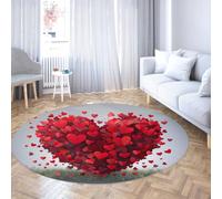 LANDERSION Tapis Rond 3D Coeur Design Lavable antidérapant Doux Cercle Tapis pour Salon Salle à Manger Facile à Nettoyer Tapis de décor de Vacances à Poils Ras 240cm