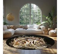 LANDERSION Tapis Rond Abstrait 3D Papier découpé Tiger pour Salon Chambre Tapis Doux antidérapant à Poils Ras pour entrée pépinière Décoration à la Maison 140cm