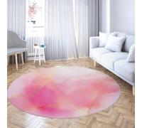 LANDERSION Tapis Rond Abstrait Moderne Ombre Rose marbre Violet Or d’appoint Tapis Lavable antidérapant à Poils Ras pour la lessive Chambre à Coucher 160cm