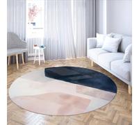 LANDERSION Tapis Rond pour Salon Tapis d’Art de Peinture Abstraite Tapis en géométrie Moderne Tapis antidérapant à Poil Bas Lavable Tapis d’intérieur pour canapé Entrée de la Chambre 240cm