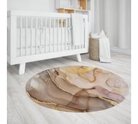 LANDERSION Tapis Ronds antidérapants lavables Moquette Circulaire Douce à Poil Bas pour Salon Tapis Abstrait en marbre Liquide Luxe Tapis décoration intérieure pour la Table Chevet Chambre 150cm