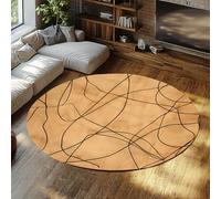 LANDERSION Tapis Ronds Modernes Abstraits 140cm Tapis antidérapants lavables pour Le Salon Lignes désordre Moquette Douce Fine bohème Milieu siècle pour Chambre Salon étude Coin Lecture décoration