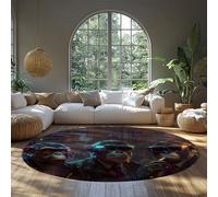 LANDERSION Tapis Ronds sur Le thème Science-Fiction mystérieux Singe Motif Cercle Moelleux Pliable Ultra Doux Tapis pour Chambre d’Appartement dortoir 200cm