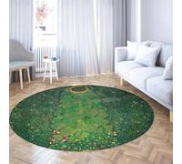 LANDERSION Tapis Ronds Verts 160cm Tapis pour Le Salon antidérapant Poils Bas Cercle Fin pour Salle Manger Cuisine Jardin tournesols Rond pour Chambre Ferme Bureau Domicile
