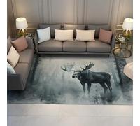 LANDERSION Tapis Rustique Orignal pour Le Salon Misty Forest Country Farmhouse Vintage Tapis d’appoint Animaux Sauvages pour Les couloirs Chambre 180x300cm