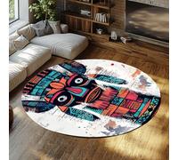 LANDERSION Tapis Tribal mystérieux à Motif Rond Motif Abstrait bohème Tapis lavables Art Vintage moquet Doux et Duveteux à Poil Bas pour Cuisine Salle de Jeux. 140cm
