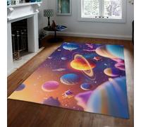 LANDERSION Tapis Universe Outer Space pour la Chambre de bébé 140x200cm Tapis d’Espace à imprimé Galaxy Planet Tapis de Sol Doux antidérapants lavables Moquette pour Salon Salle de Jeux