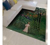 LANDERSION Tapis Verts Jungle Tropicales pour Le Salon 180x300cm Femme célèbre Qui se promène dans Une forêt Exotique Tapis Fin Lavable imprimé pour Le Bureau