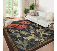 LANDERSION Tapis Vintage en Fleurs Rouges pour l’entrée 160x230cm Tapis de Ferme Rustique à Plantes Petits Tapis antidérapants lavables pour Les couloirs d’étude Cuisine