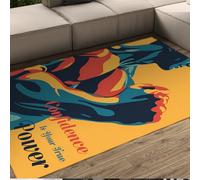 LANDERSION Vibrant Pop Art Tapis Mots Inspirants Mode Décor Jaunes Lavable Antidérapant Tapis À Pils Bas pour Studio de Bureau 120x180cm