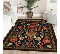 LANDERSION Vintage Floral 90x120cm Tapis lavables pour Le Salon la Chambre la Moquette antidérapante à Poil Bas Ultra-Douce pour la Salle à Manger Les couloirs du Bureau
