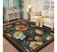 LANDERSION Vintage Floral intérieur 100x150cm Tapis Magnifiques paillassons à Motif Fleurs pivoines Tapis antidérapant Moderne et Doux pour la Chambre Le Porche