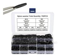 Landes en nylon Flat, kit de lave-linge en nylon, kit d'assortiment de rondelles étanches de 700 pièces avec rangement, entretien industriel Séparateurs pour tuyaux, équipements mécaniques