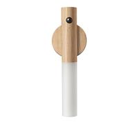 LANDGOO Veilleuse à détecteur de mouvement magnétique - Capteur de corps - Lampe LED rechargeable - Lampe portable pour escalier - Applique murale en bois Alimentée par piles Bois de frêne blanc