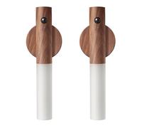 LANDGOO Veilleuse à détecteur de mouvement magnétique pour couloir, éclairage LED rechargeable, applique murale en bois alimentée par piles (bois de noyer)