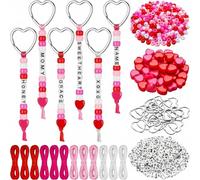 Landical Kit de porte-clés à perles réglables pour la Saint-Valentin - Cadeau pour maman - Perles de l'alphabet - Bijoux pour sac à dos - Accessoires pour fête