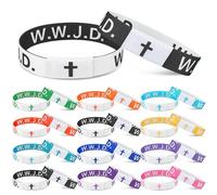 Landical Lot de 12/24 bracelets NFC avec verset de la Bible WWJD pour femmes et hommes - Tap-to-read - Dévotion avec téléphone, fête des mères, cadeau de foi chrétienne, 8.27 x 0.79 inches, Tissu