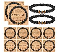 Landical Lot de 12 bracelets inspirants en vrac pour homme et femme « Sometimes You Forget You're Awesome », bracelets: about 3.5 inches, Lapis Lazuli, kraft, Lapis-lazuli, kraft