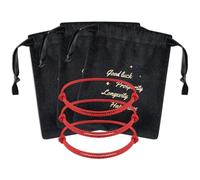 Landical Lot de 3 bracelets Kabbale faits à la main en cordon rouge réglable avec 3 sacs à bijoux en velours pour homme et femme pour protection, mauvais œil et bonne chance