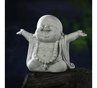 Landical Statuettes de Bouddha en grès, statue de moine zen en prière, sculptures ornemental pour richesse, bonne chance, décoration Feng Shui, maison, bureau, voiture, Bouddha rieur