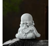 Landical Statuettes de Bouddha en grès, statue de moine zen en prière, sculptures ornemental pour richesse, bonne chance, décoration Feng Shui, maison, bureau, voiture, Bouddha de prière