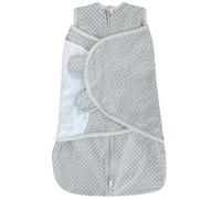 LANDICI Gigoteuse d'emmaillotage pour bébé de 0 à 3 mois, langes 100 % coton pour nouveau-né, couverture d'emmaillotage réglable sur 3 positions, facile à changer, essentiels pour bébé (pois gris)