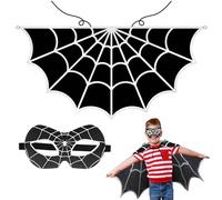 Landifor 2 pcs Costume d'Halloween Costume d'araignée pour enfants Manteau d'Halloween avec araignées -Masque d'araignée pour le carnaval d'Halloween Costume Cosplay Cadeau de fête masquée