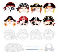 Landifor 24pcs Masque de Pirate Kit de coloriage Masque de Pirate Masque de coloriage pour enfants Kids Cosplay Kids Adults Masquerade for Parties Gift Colouring Creative Disguises