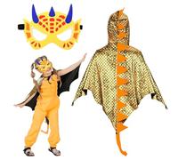 Landifor 2pcs Capa de Dinosaurio Disfraz Capa de Dinosaurio Para Niño Dragón Or Cosplay Capa Con Máscara-Niños Fiesta Regalo Carnaval Halloween Navidad