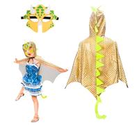 Landifor 2pcs Capa de Dinosaurio Disfraz Capa de Dinosaurio para Niño Dragón Or Cosplay Capa con Máscara-Niños Fiesta Regalo Carnaval Halloween Navidad