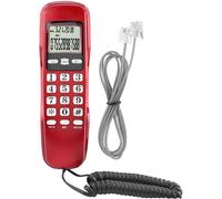Landline Telephone,Mini Wall Phone Home Office Hotel Caller ID Incoming LCD Screen Fixed Phone DTMF/FSK Dual Caller ID Wired Office Phone (Red)
