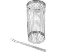 LANDMANN Panier à barbecue rond avec fourchette en acier inoxydable 20x9cm Accessoires pour barbecue Panier à légumes Camping