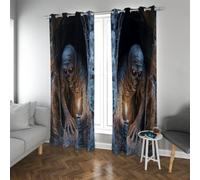 LANDOCROWN Creepy Dark Devil Blackout Rideau Momie Monster Print Traitement de fenêtre insonorisé isolé thermiquement pour Porte de Placard de Chambre 2X B117 x H183 cm