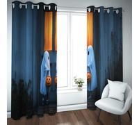 LANDOCROWN Drôle Mignon Fantôme Rideaux Occultants Halloween Trick Or Treat Impressions Obscurcissant Chambre Protection Solaire Rideaux pour Chambre À Coucher 2X B100 x H190 cm