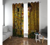 LANDOCROWN Gustav Klimt Blackout Rideau Vintage Amant Baiser Couples Chambre Obscurcissement Rideau Insonorisé Protection de la Vie privée Rideaux de fenêtre 300 x 140 cm