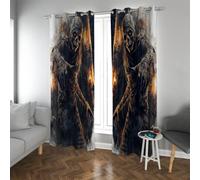 LANDOCROWN Halloween Rideaux de fenêtre Effrayant Momie Monstre Rideaux occultants Équilibre Température Doux Décor d’Halloween pour Maison hantée 2X B168 x H160 cm
