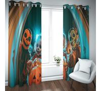 LANDOCROWN Halloween Trick Or Treaters Chambre Assombrissant Dreapes Classique Traditionnel Excentrique Protection Solaire Rideaux de fenêtre pour Décor de Cuisine 2X B140 x H180 cm