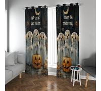 LANDOCROWN Mignon fantôme Chien fenêtre Rideaux Halloween Trick Or Treat Chambre Rideaux Obscurcissants Protection Solaire Rideau Occultant pour Maison Nursery 2X B229 x H229 cm